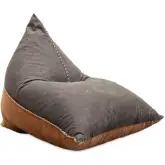 Elle Teardrop Accent Lounge Chair in Black Fabric & Cognac Brown Leather