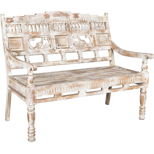 Some of a Kind Carved Bench in Wood