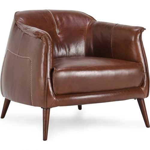 Martel Club Accent Chair in Tan Top Grain Leather