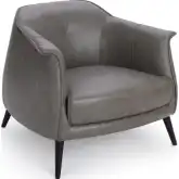 Martel Accent Chair in Vienna Stone Gray Top Grain Leather & Wood