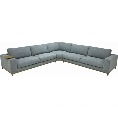 Donovan Sectional Sofa in Gray Fabric & Wood