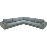 Donovan Sectional Sofa in Gray Fabric & Wood