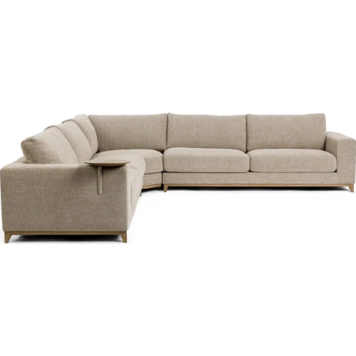 Donovan Sectional Sofa in Bisque Neutral Fabric & Wood