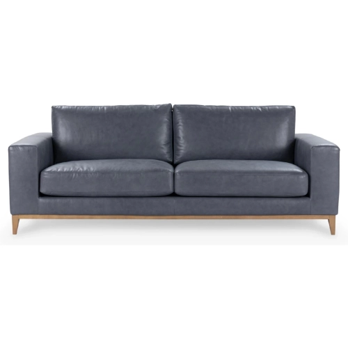 Donovan Sofa in Mystic Blue Top Grain Leather & Wood