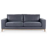 Donovan Sofa in Mystic Blue Top Grain Leather & Wood