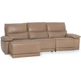 Branford Power Recline Sectional Sofa with Left Chaise in Camel Top Grain Leather