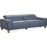 Alea Power Recliner Sofa in Smoke Blue Top Grain Leather
