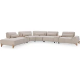 Leah Sectional Sofa w/ USB in Wheatstone Fabric