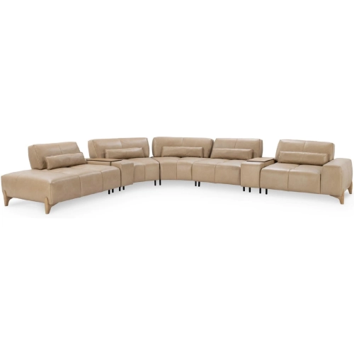 Leah Sectional Sofa w/ USB in Putty Top Grain Leather