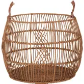 26" Basket in Light Natural Rattan & Iron