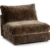 Ludwig Armless Accent Chair in Mossed Brown Fabric