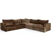 Ludwig 5-Piece Sectional Sofa in Mossed Brown Fabric
