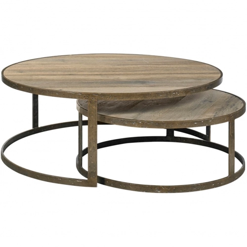 Abrelle Nesting Tables in Oak & Metal (Set of 2)