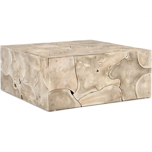 Sorrento 40" Square Coffee Table in Bleached Teak Wood