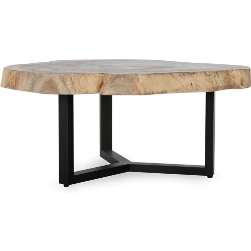 Celine Coffee Table in Live Edge Natural Wood, Resin & Iron
