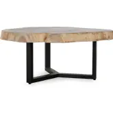 Celine Coffee Table in Live Edge Natural Wood, Resin & Iron