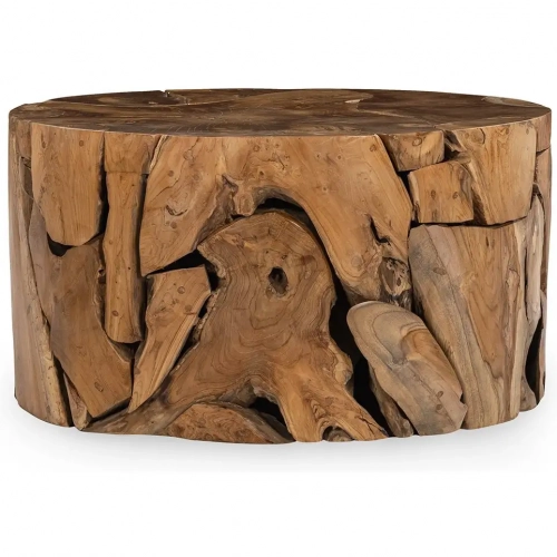 Rhea Round Coffee Table in Solid Teak Wood
