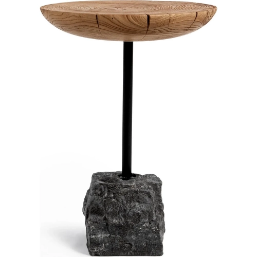 Linden End Table in Natural Reclaimed Elm, Iron & Concrete