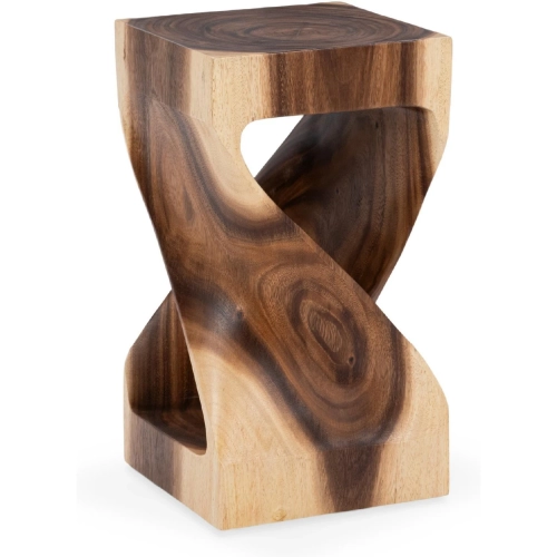 Alia Twisted Side End Table in Natural Suar Wood