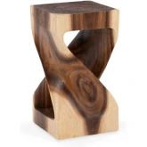 Alia Twisted Side End Table in Natural Suar Wood