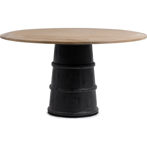 Lunen 55" Round Pedestal Dining Table in Reef Noir Black & Natural Wood