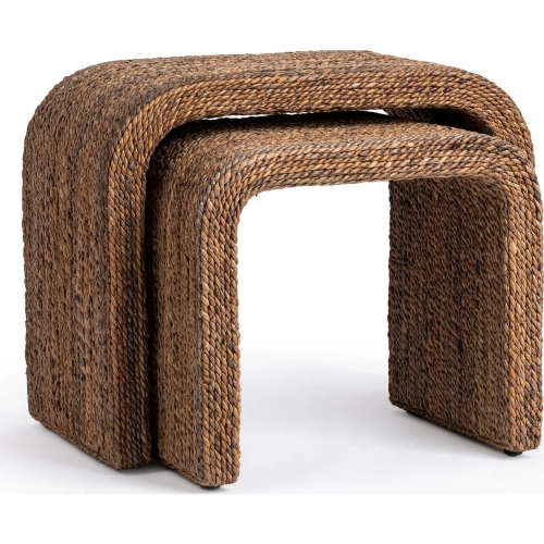 Luma 2-Piece Nesting Tables Set in Harvest Abaca Rope