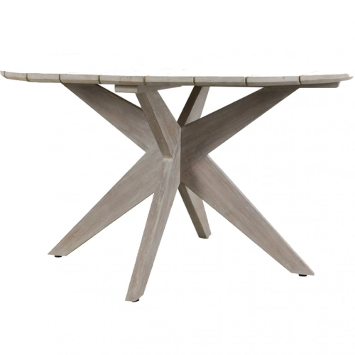 Alameda Outdoor 53" Round Dining Table in Gray Teak Wood