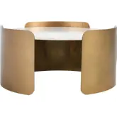 Viola 32" Round Coffee Table in White Marble & Brass Iron