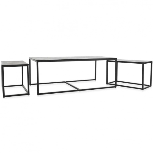 Buckley 3 Piece Coffee & End Table Set in Dark Metal