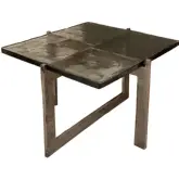 Walker 24" Accent End Table in Handmade Tempered Glass & Dark Metal