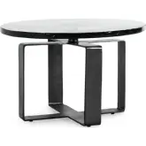 Keith 28" Coffee Table in Dark Clear Glass & Black Metal