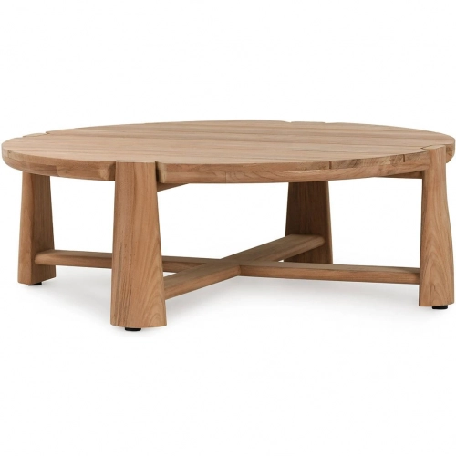 Aston 48" Outdoor Round Coffee Table in Natural Teak Wood