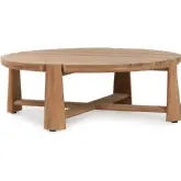 Aston 48" Outdoor Round Coffee Table in Natural Teak Wood