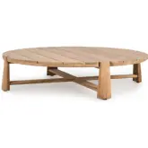 Aston 65" Outdoor Round Coffee Table in Natural Teak Wood