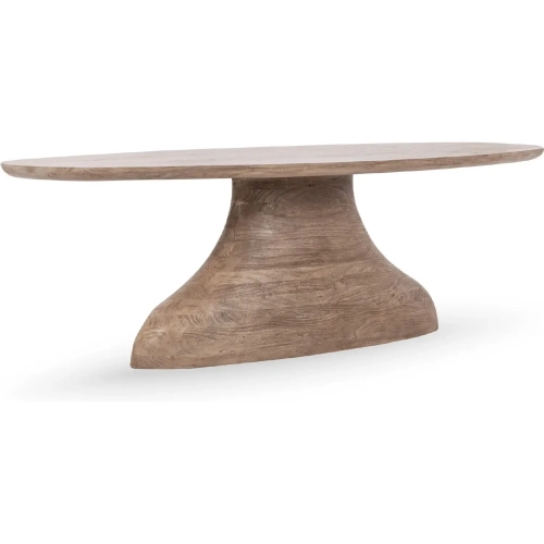 Amra 94" Oval Dining Table in Sandstone Greige Solid Acacia Wood