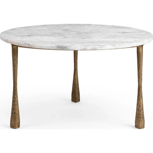 Venicia Coffee Table in White Sage Marble & Iron