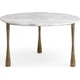 Venicia Coffee Table in White Sage Marble & Iron