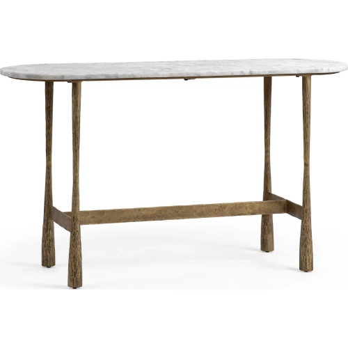 Venicia Console Table in White Sage Marble & Iron