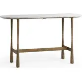 Venicia Console Table in White Sage Marble & Iron