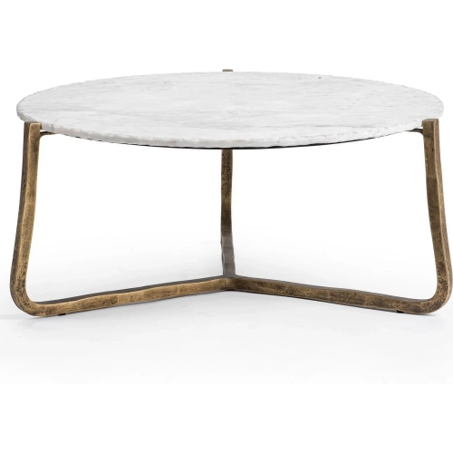 Emilia Coffee Table in Snow Fall White Marble & Iron