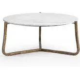 Emilia Coffee Table in Snow Fall White Marble & Iron
