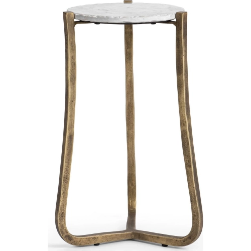 Emilia End Table in Snow Fall White Marble & Iron