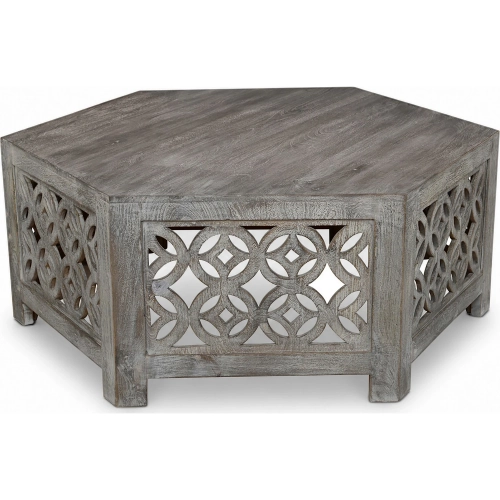 Hexagon Coffee Table in Ash Gray Mango Wood