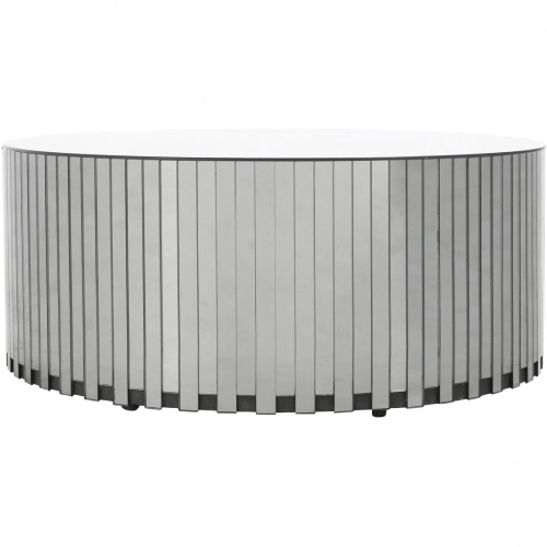 Victoria 35" Round Coffee Table in Mirror & Black