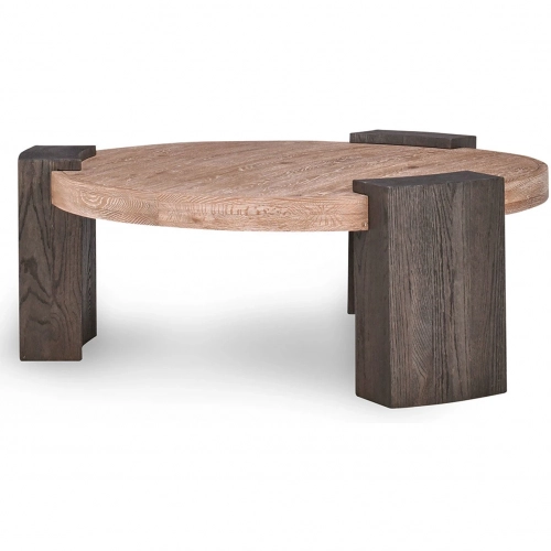 Rio Round Coffee Table in Two Tone Oak Wood
