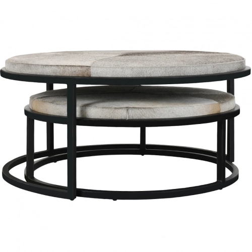 Hayword Nesting Coffee Tables in Multicolor Gray Hide (Set of 2)