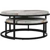Hayword Nesting Coffee Tables in Multicolor Gray Hide (Set of 2)