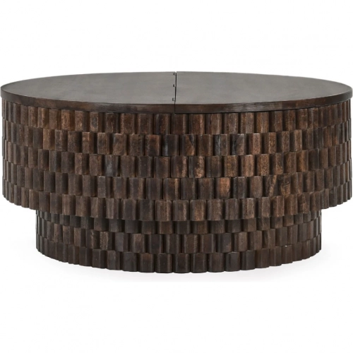 Norwood 40" Round Coffee Table in Brown Finish Mango Wood