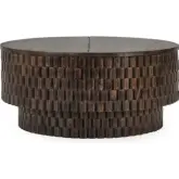 Norwood 40" Round Coffee Table in Brown Finish Mango Wood