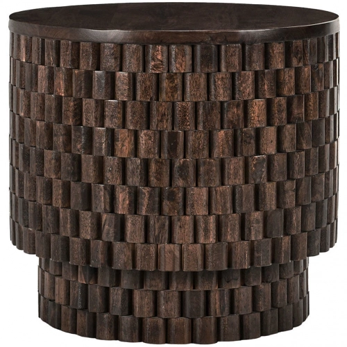 Norwood 25" Round End Table in Brown Mango Wood
